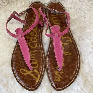 Sam Edelman Gigi leather pink suede ankle strap thong sandals size9M